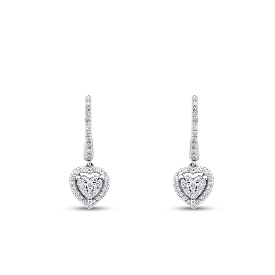 0.58 Carat Diamond Heart Earrings