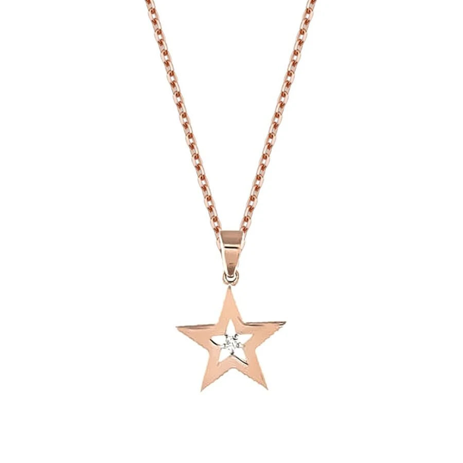 0.01 Carat Diamond Trend Star Necklace