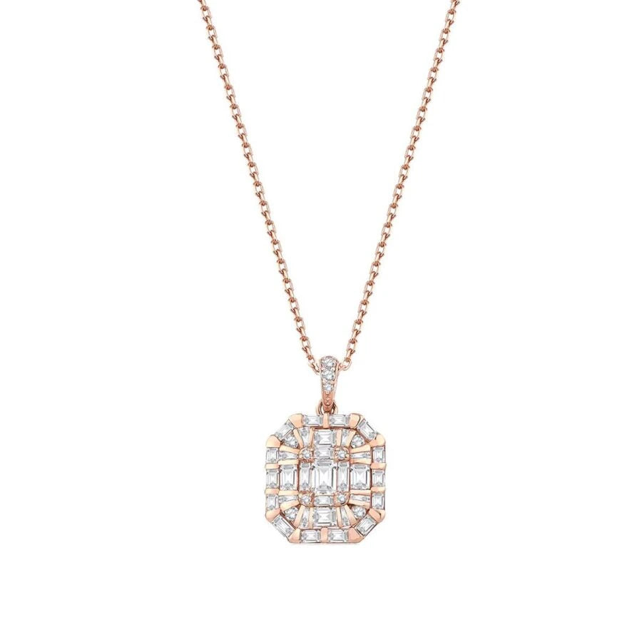 0.89 Carat Diamond Baguette Necklace