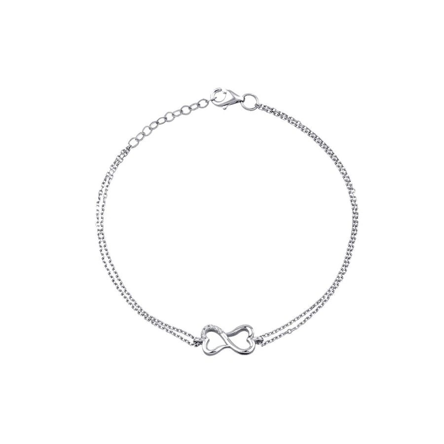 0.03 Carat Diamond Heart Infinity Bracelet