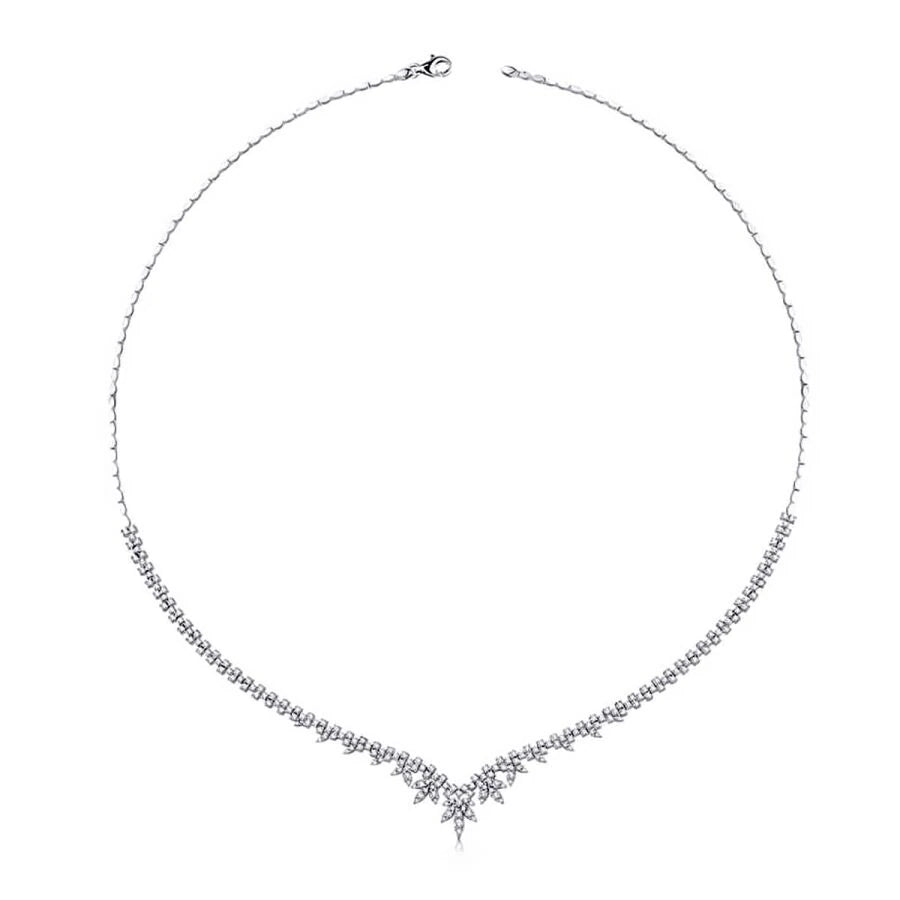 Gold Flower Figured Tennis Necklace