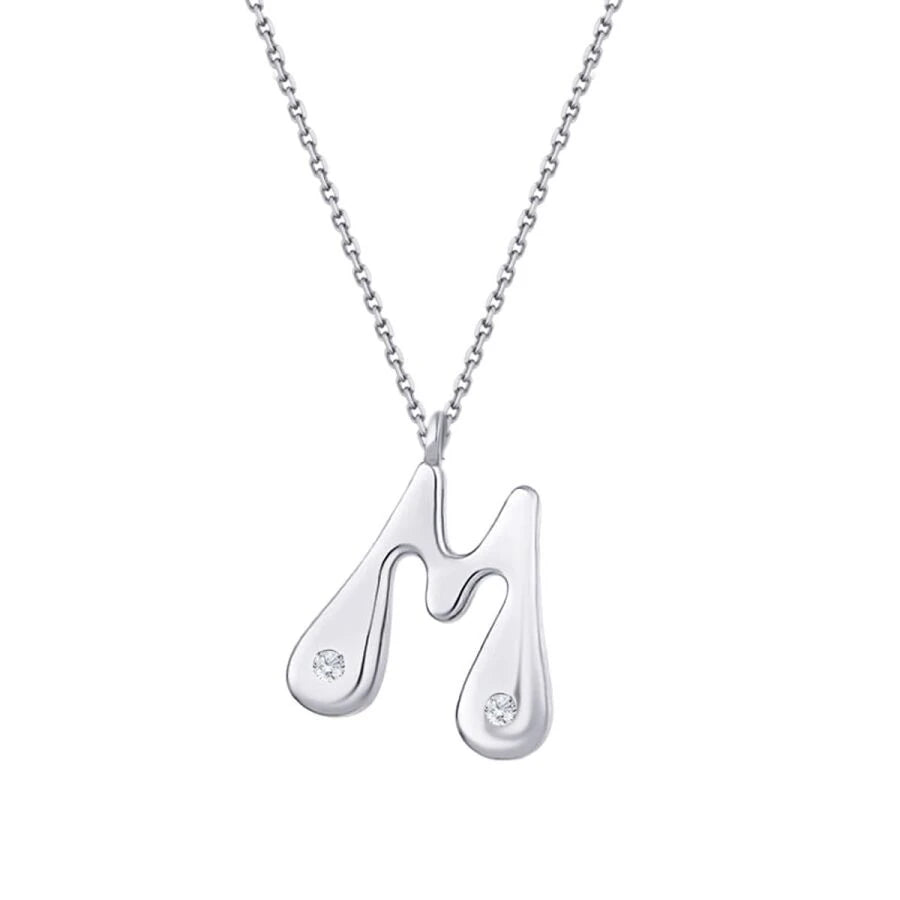 0.04 Carat Diamond M Letter Necklace