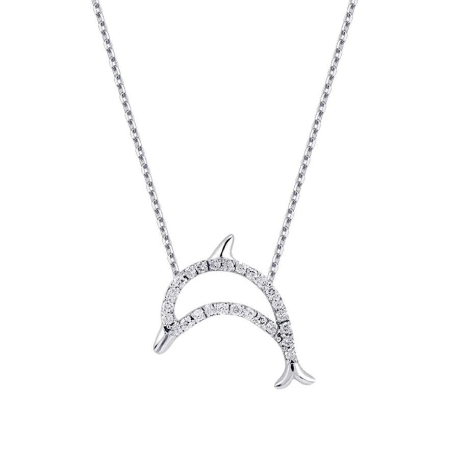 0.11 Carat Diamond Dolphin Necklace