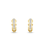 Gold Stone Pointed Hoop Earrings