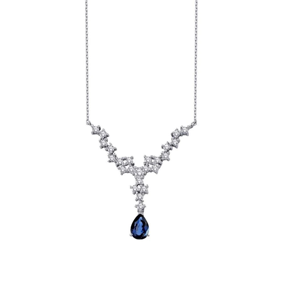 0.86 Carat Diamond Pear Sapphire Necklace