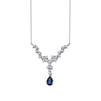 0.86 Carat Diamond Pear Sapphire Necklace