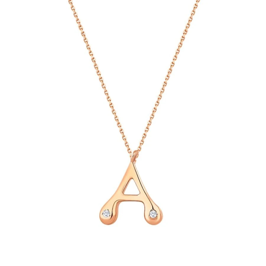 0.04 Carat Diamond Letter A  Necklace