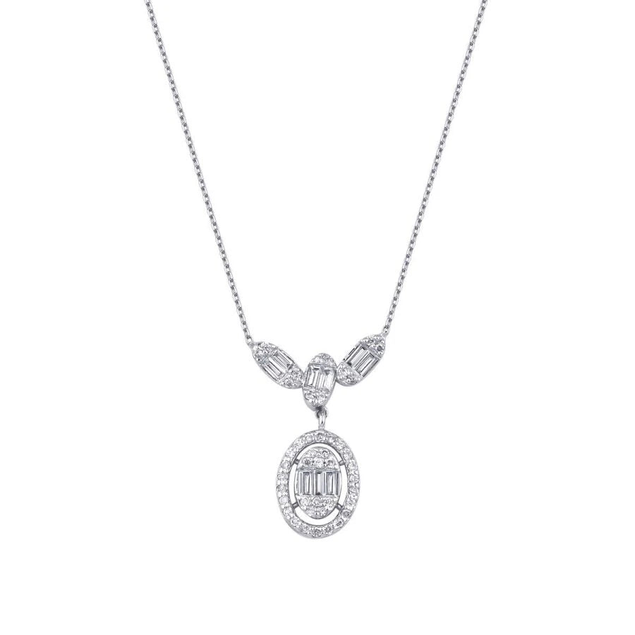 0.28 Carat Diamond Baguette Necklace