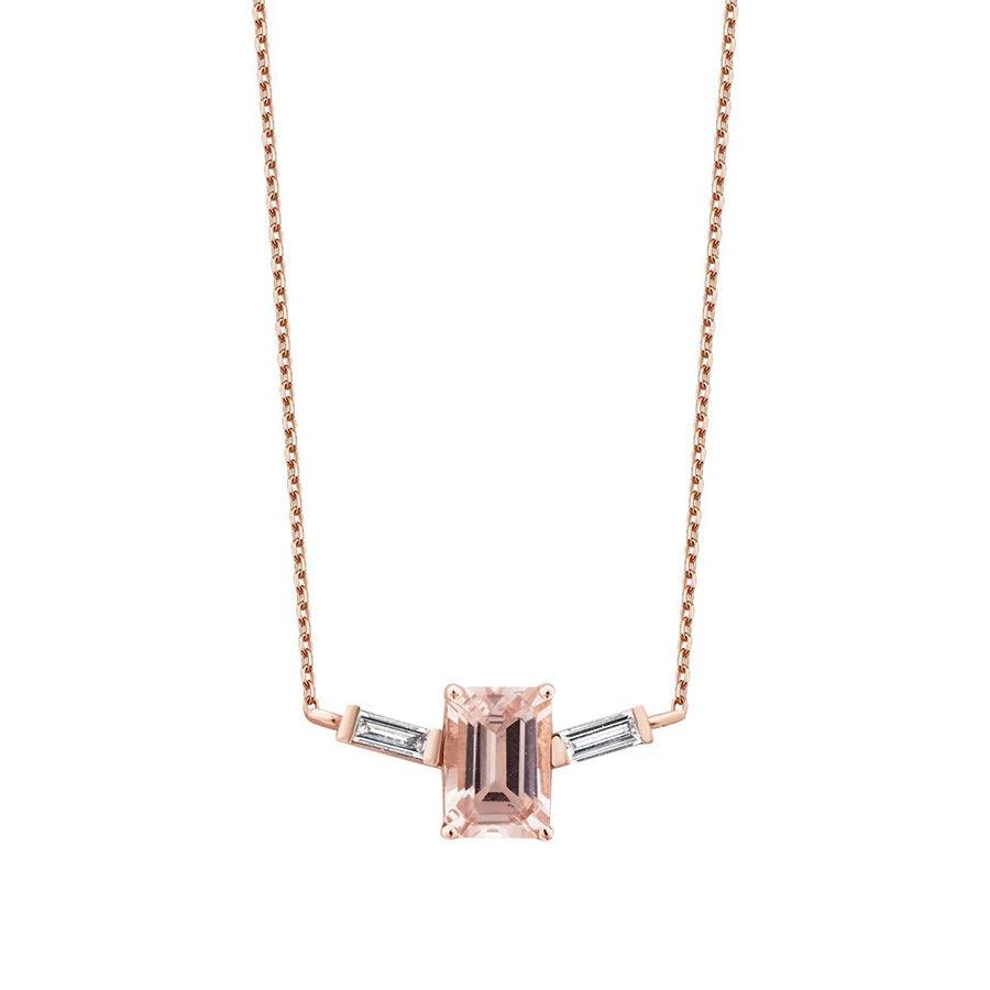 0.65 Carat Diamond Morganite Necklace