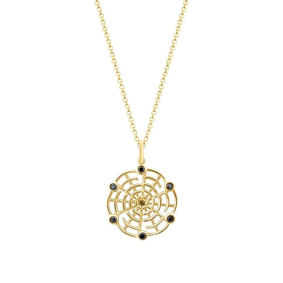 Gold Black Stone Web Men’s Necklace