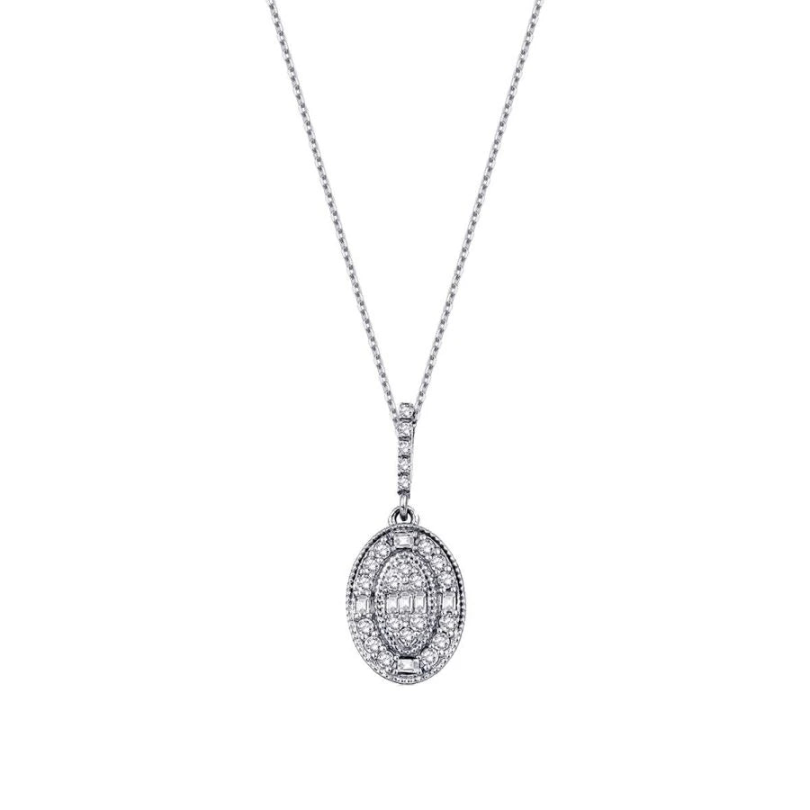 0.19 Carat Diamond Baguette Necklace
