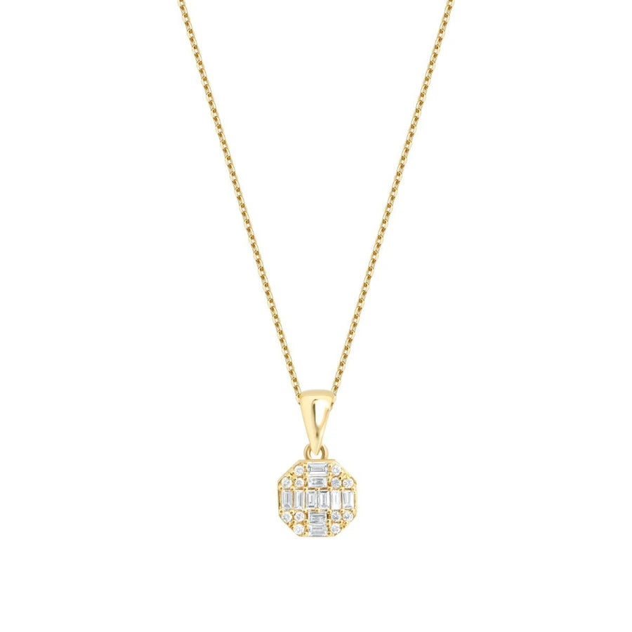 0.21 Carat Diamond Round Baguette Necklace