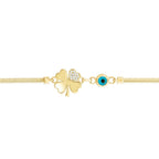 Gold Evil Eye Clover Bracelet