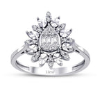 0.20 Carat Diamond Pear Baguette Ring