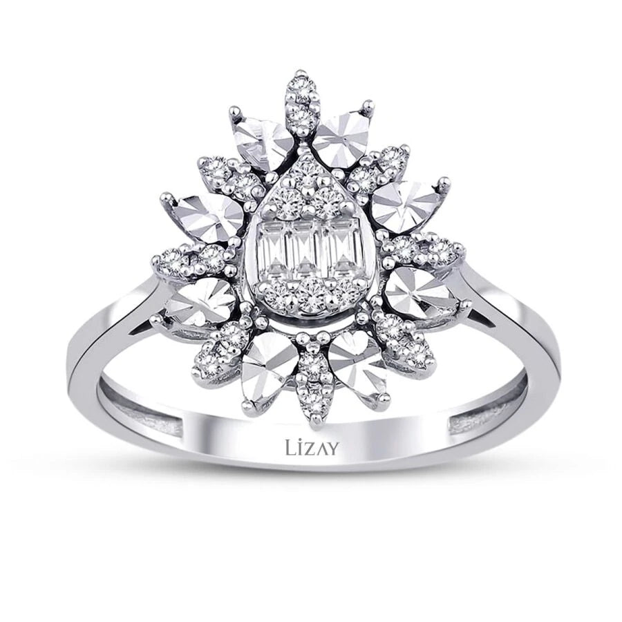 0.20 Carat Diamond Pear Baguette Ring