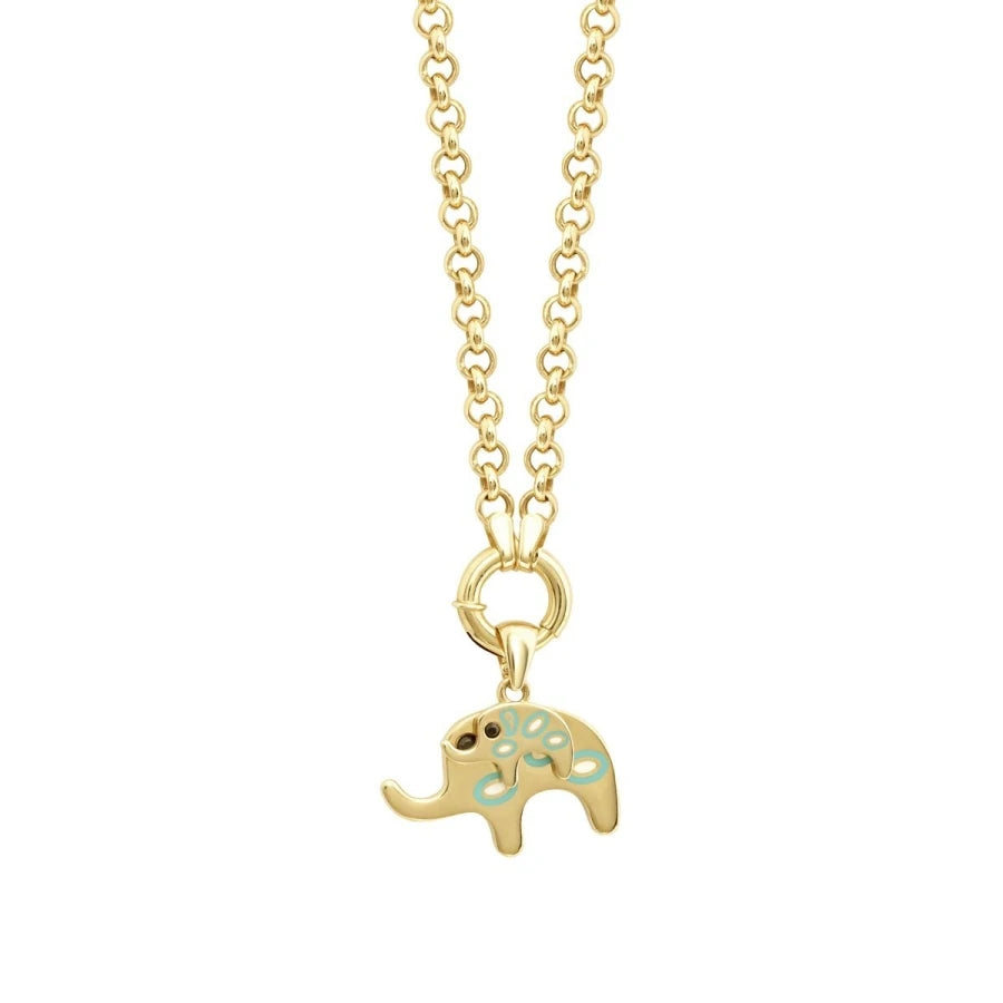 Gold Double Elephant Necklace