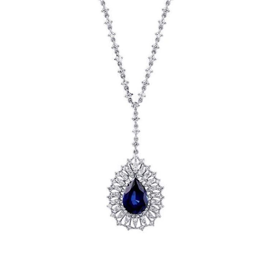 5.24 Carat Diamond Pear Sapphire Necklace