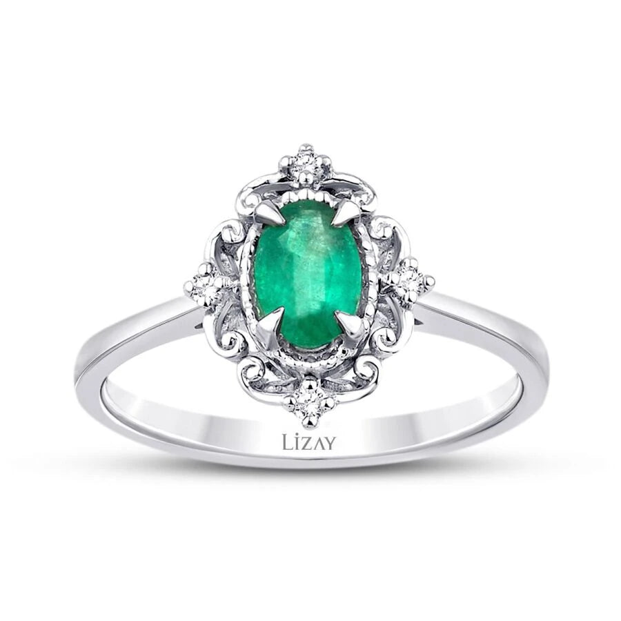 0.35 Carat Diamond Emerald Ring