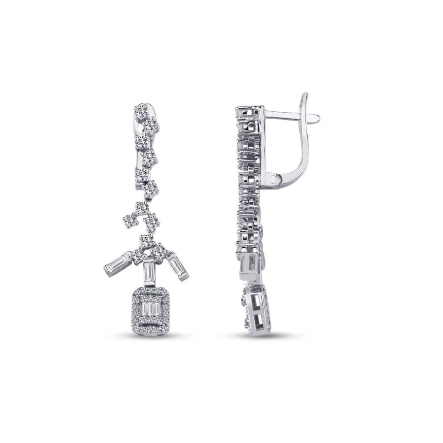 0.97 Carat Diamond Baguette Earrings