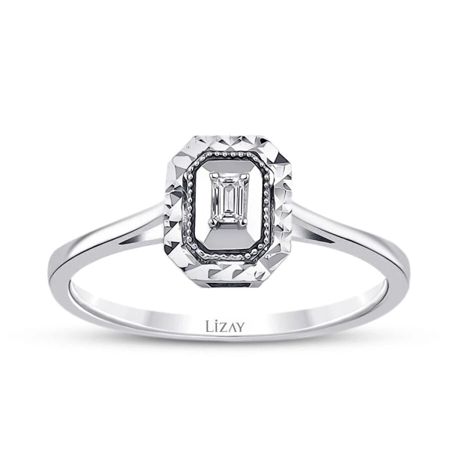 0.04 Carat Diamond Baguette Ring