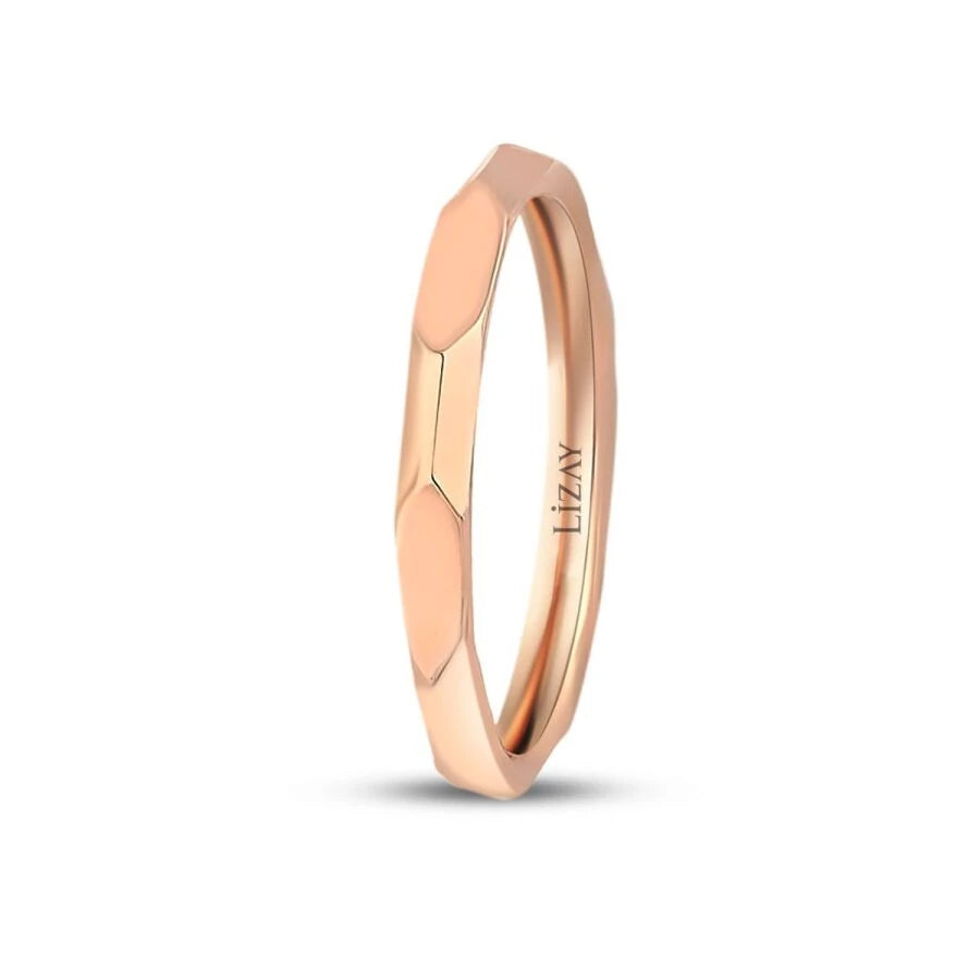 Gold Hexagon Modern Wedding Band