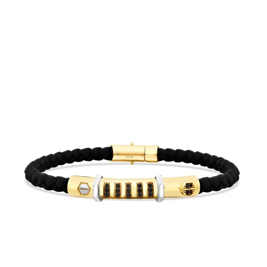 Gold Hexagon-Pattern Men’s Bracelet