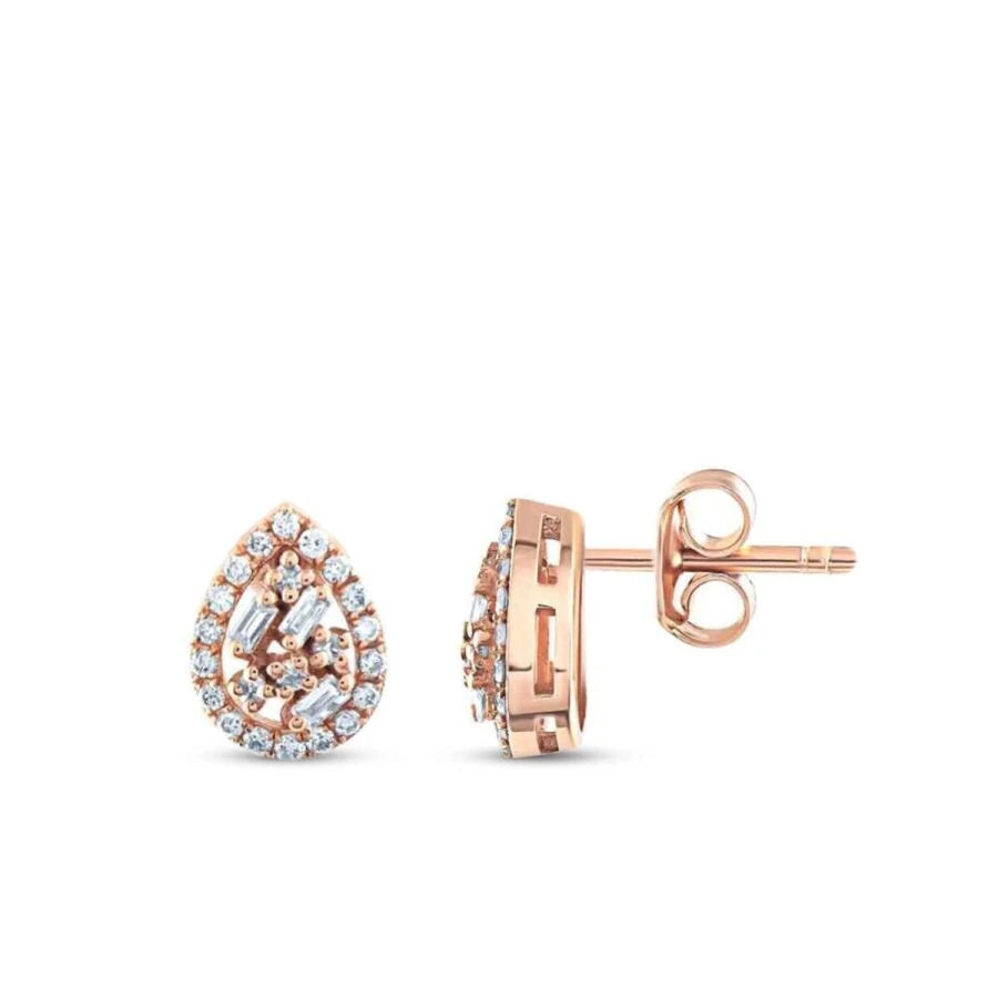 0.28 Carat Diamond Baguette Pear Earrings