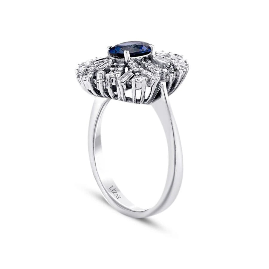 1.80 Carat Diamond Sapphire Ring