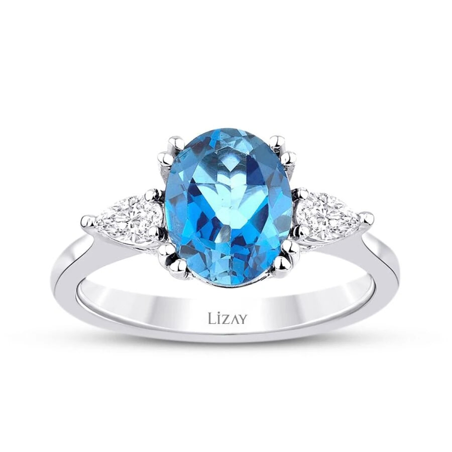 2.51 Carat Diamond Aquamarine Stone Ring