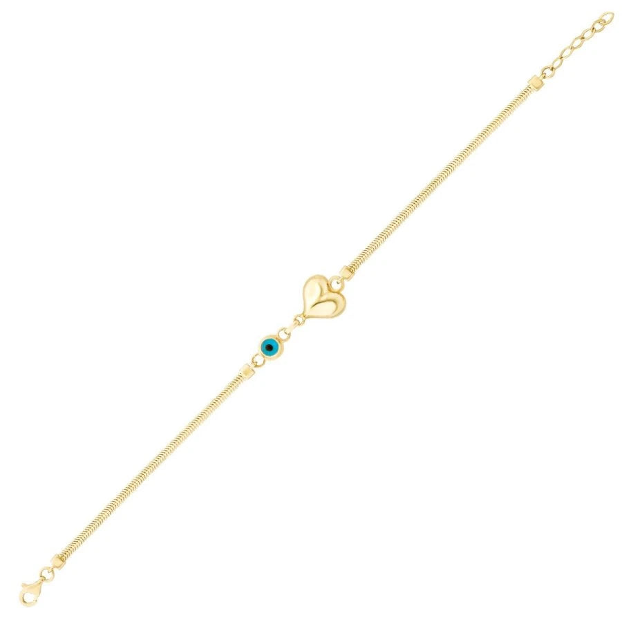 Gold Evil Eye Heart Bracelet