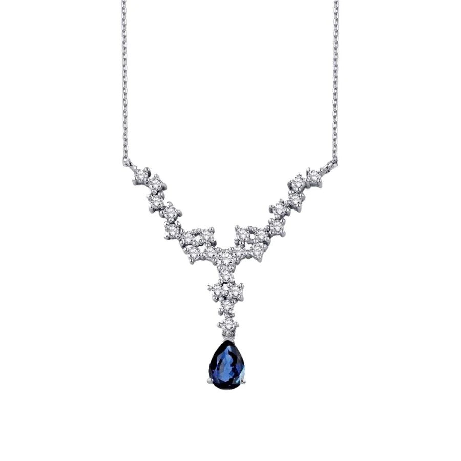 0.86 Carat Diamond Pear Sapphire Necklace