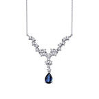 0.86 Carat Diamond Pear Sapphire Necklace