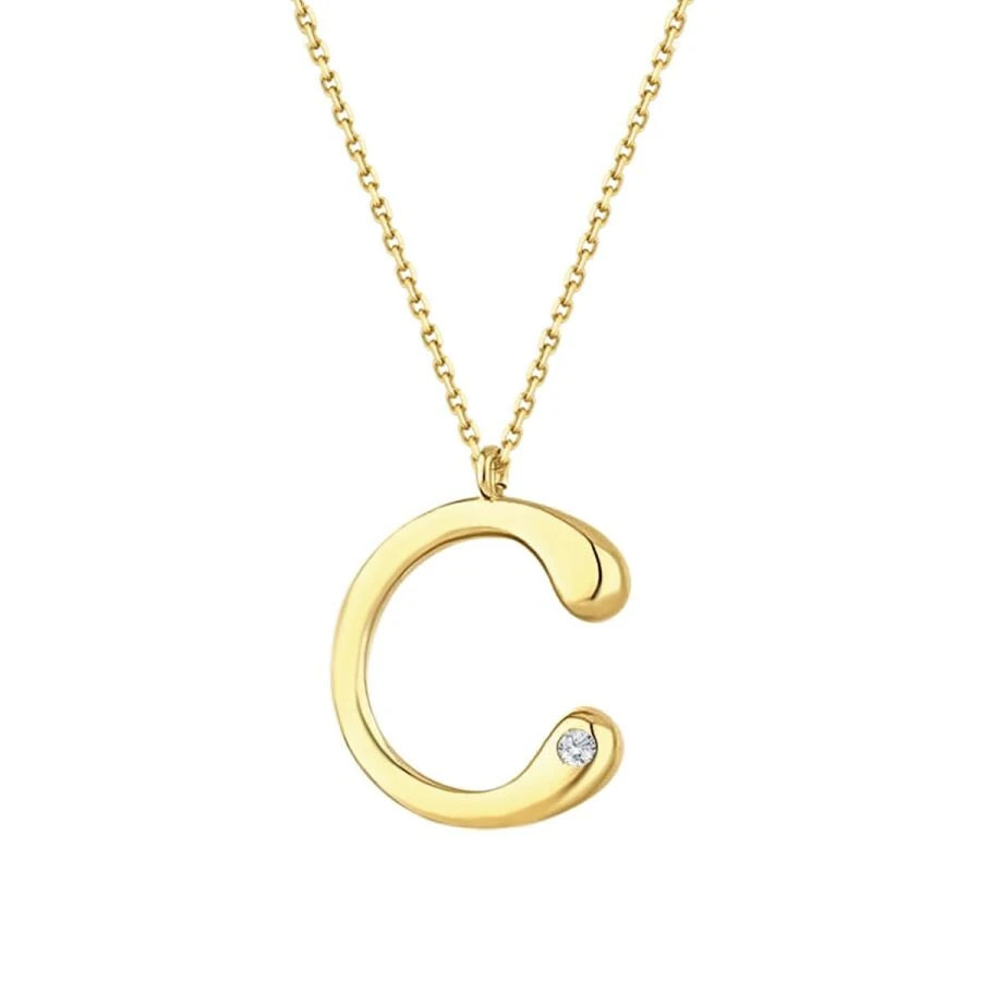 0.02 Carat Diamond C Letter Necklace