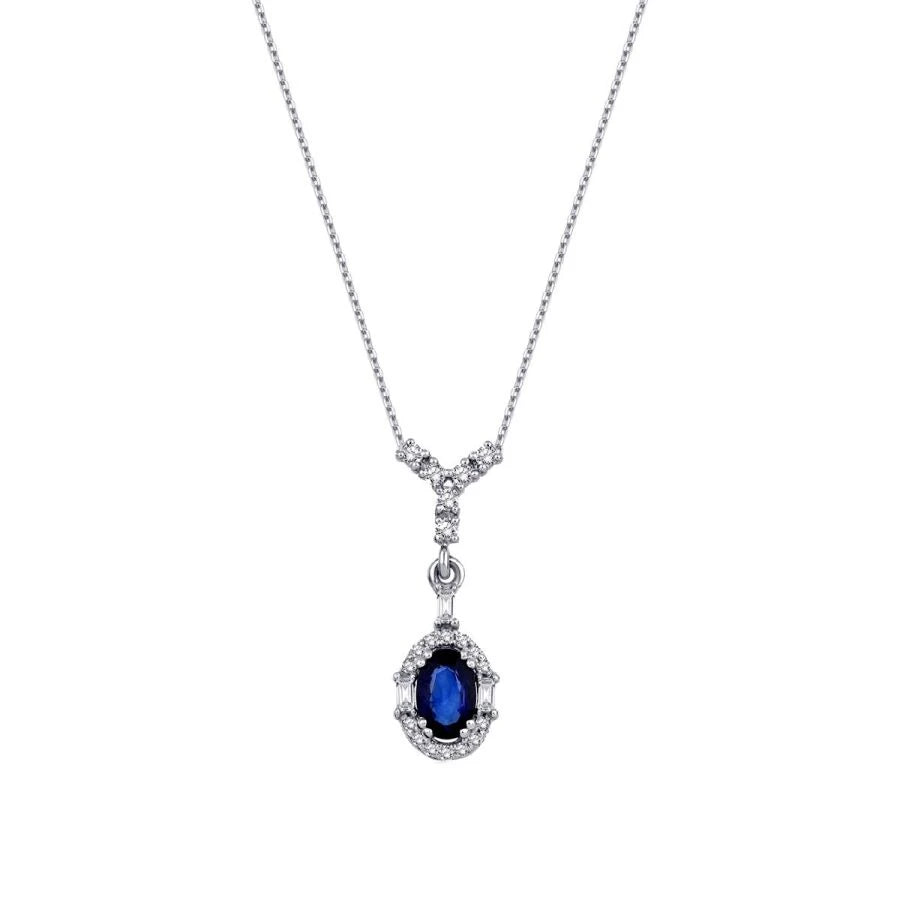 0.52 Carat Diamond Sapphire Necklace