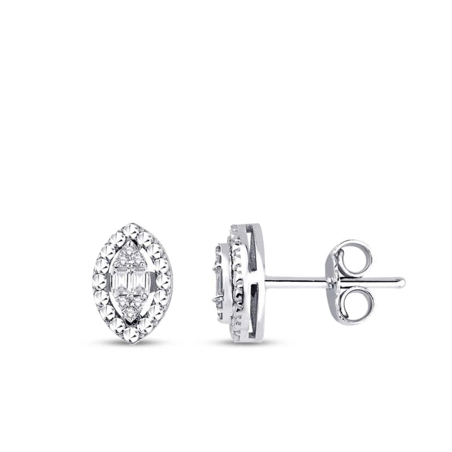 0.10 Carat Diamond-Effect Baguette Pear Earrings