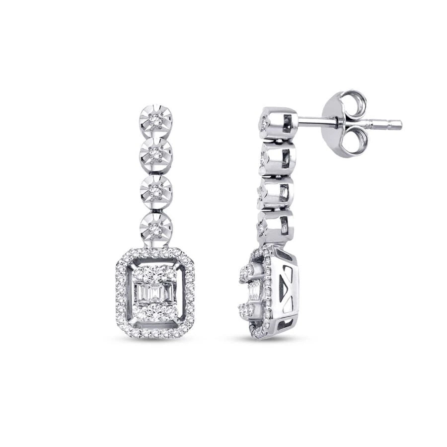 0.37 Carat Diamond Baguette Earrings