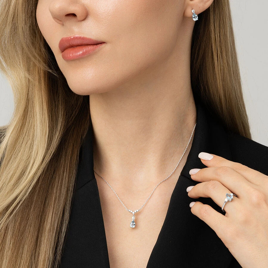 1.83 Carat Diamond Blue Topaz Earrings