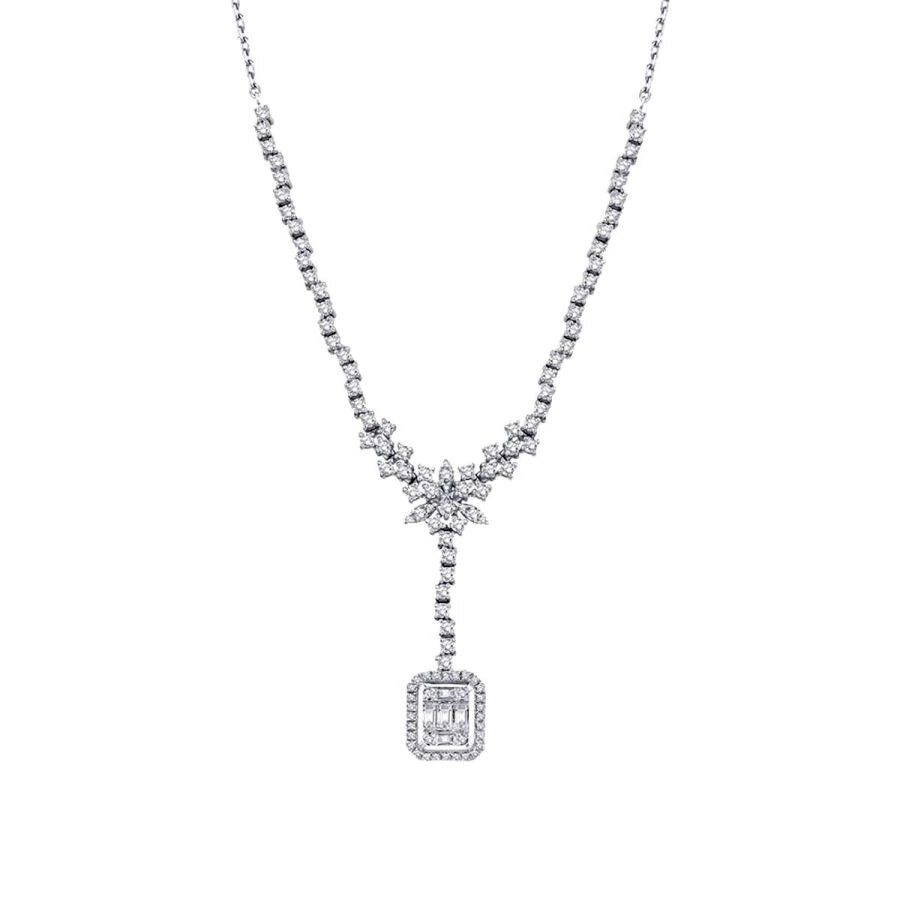 1.50 Carat Diamond Baguette Necklace