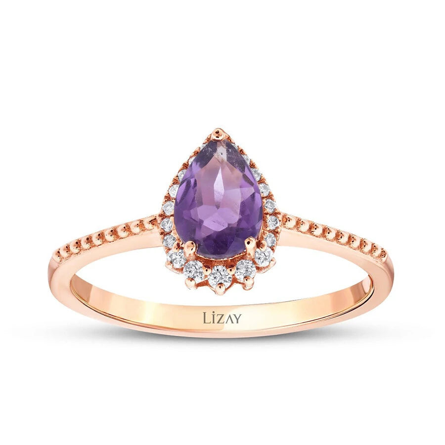 0.56 Carat Diamond Amethyst Ring