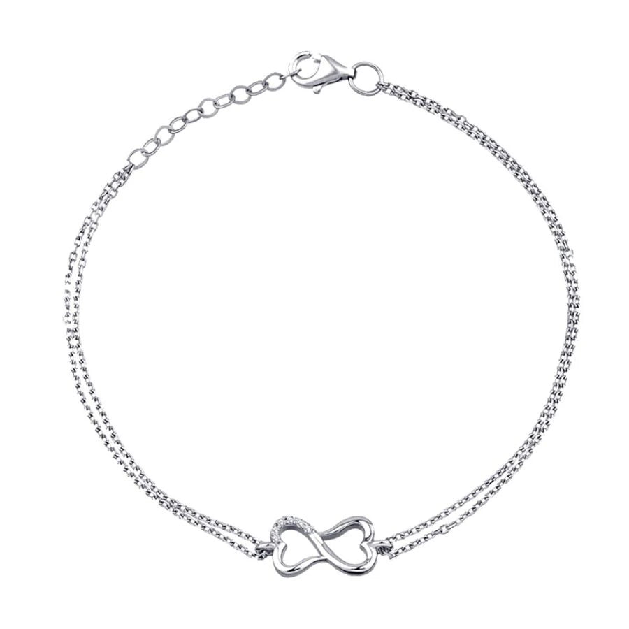 0.03 Carat Diamond Heart Infinity Bracelet