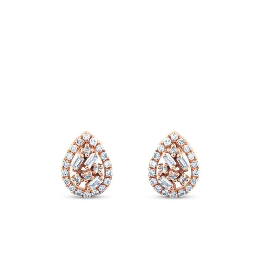 0.28 Carat Diamond Baguette Pear Earrings