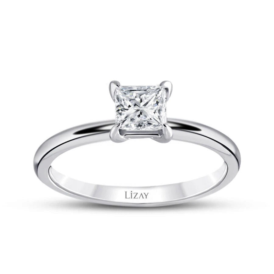 0.70 Carat Diamond Princess Solitaire Engagement Ring