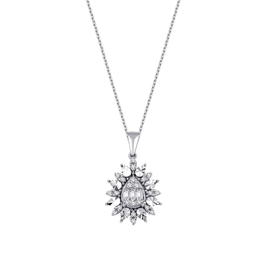 0.19 Carat Diamond Baguette Necklace