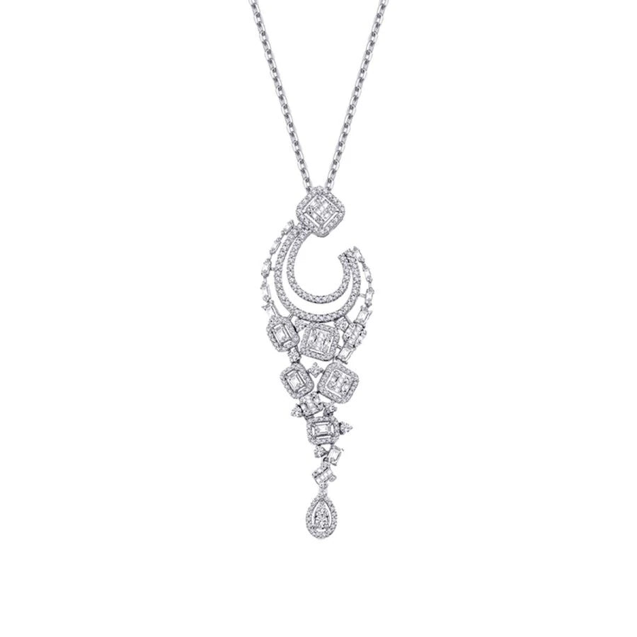 1.77 Carat Diamond Baguette Necklace