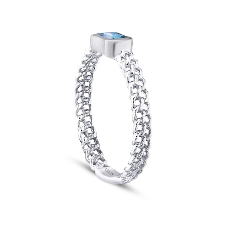 0.37 Carat Blue Topaz Emerald Cut Ring