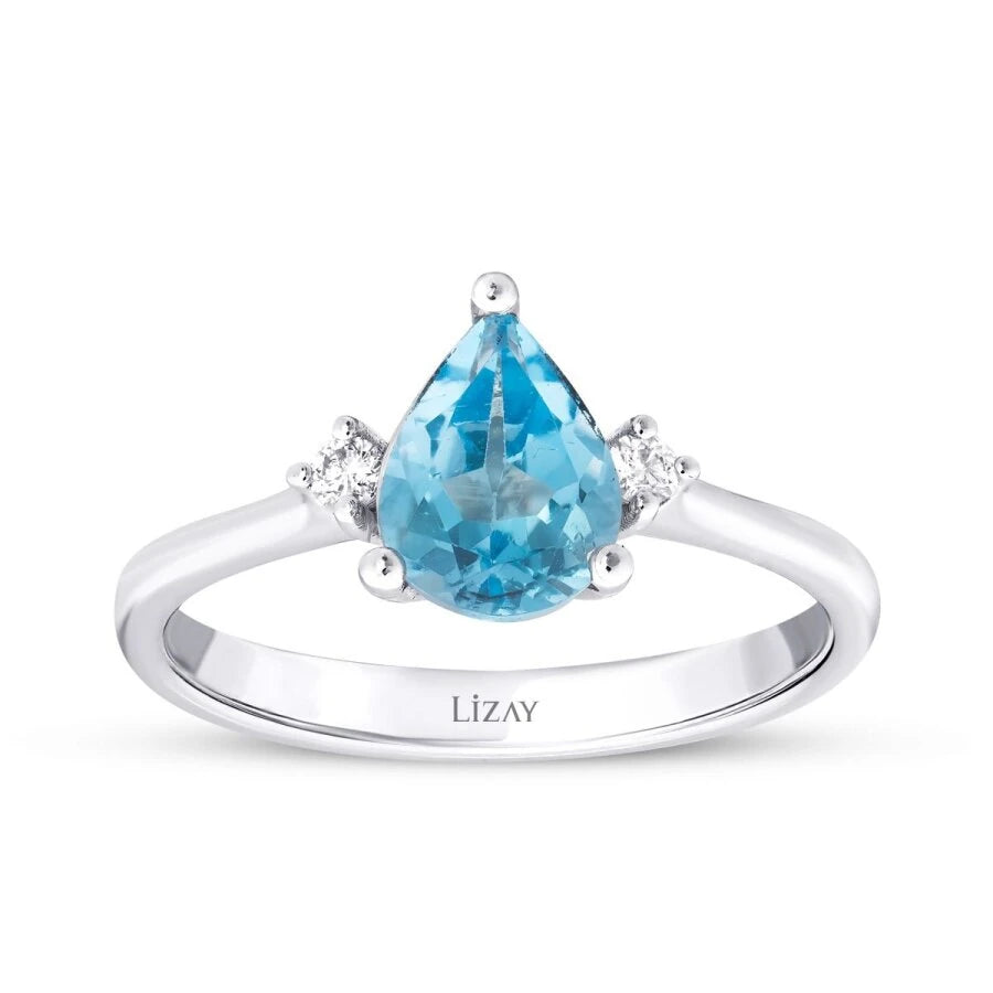 1.30 Carat Diamond Blue Topaz Ring
