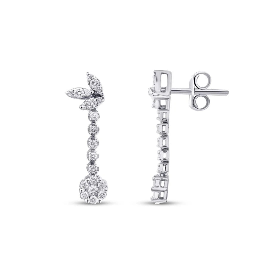 0.52 Carat Diamond Flower Earrings