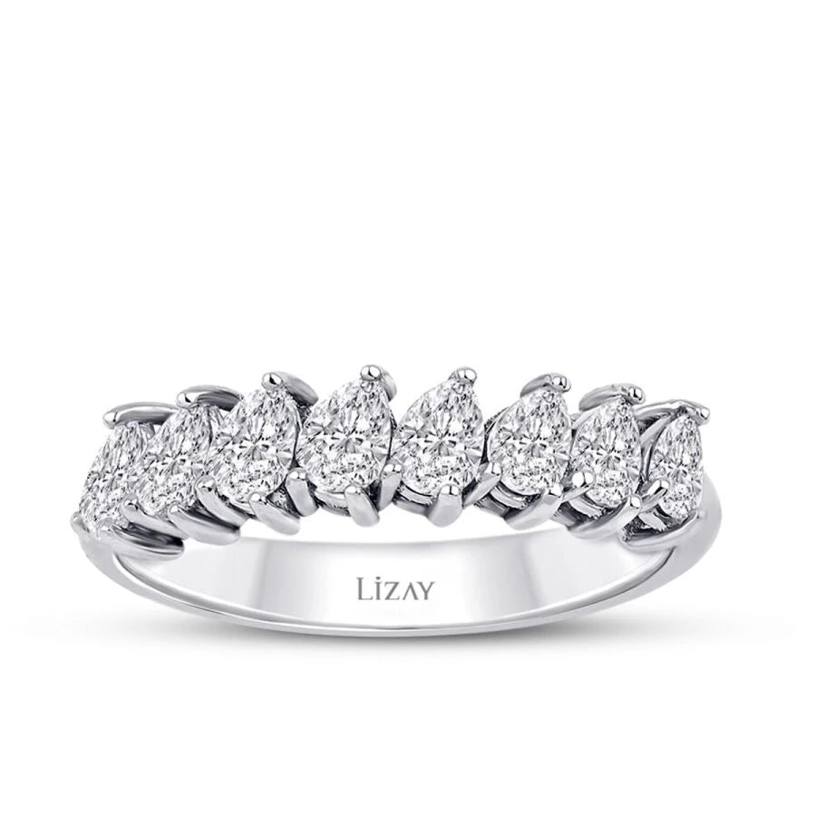 0.76 Carat Diamond Pear Half-Etermal Ring