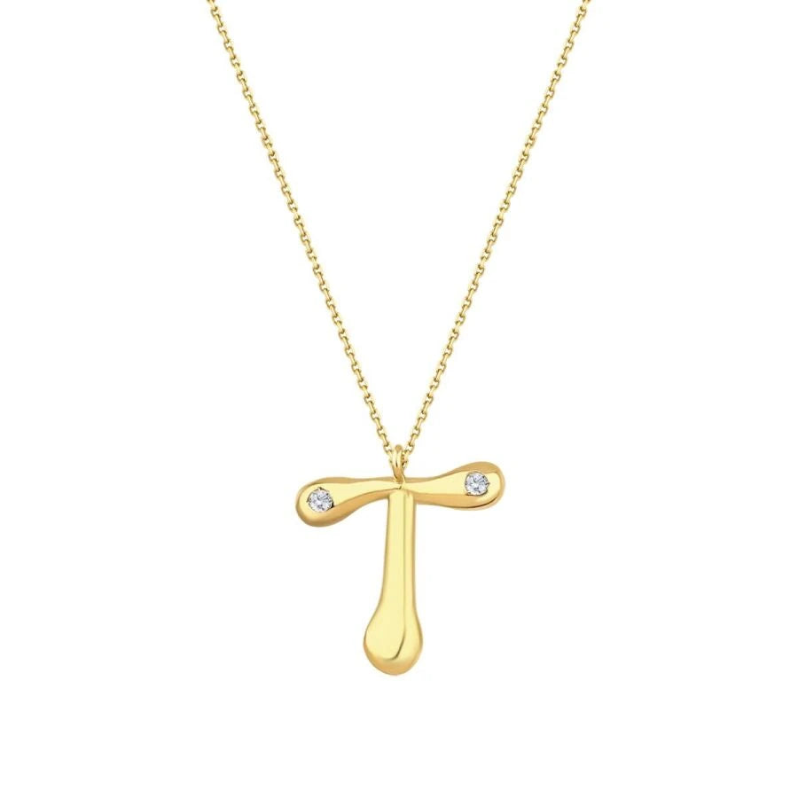 0.04 Carat Diamond T Letter Necklace