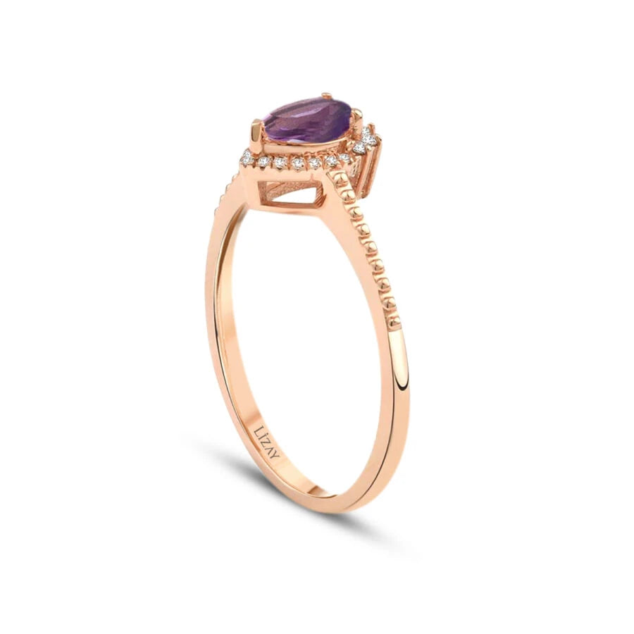 0.43 Carat Diamond Amethyst Stone Ring